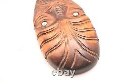 VTG Maori Rotorua New Zealand Moana Wood Carving Polynesian Shell Tiki Mask 11
