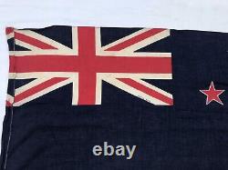 Vintage 1953 New Zealand Ensign Flag & Pole QEII Coronation Cotton Flag 34 86cm