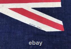 Vintage 1953 New Zealand Ensign Flag & Pole QEII Coronation Cotton Flag 34 86cm