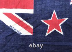 Vintage 1953 New Zealand Ensign Flag & Pole QEII Coronation Cotton Flag 34 86cm