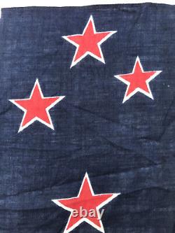 Vintage 1953 New Zealand Ensign Flag & Pole QEII Coronation Cotton Flag 34 86cm