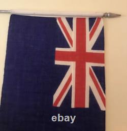 Vintage 1953 New Zealand Ensign Flag & Pole QEII Coronation Waving Flag 34 x 17