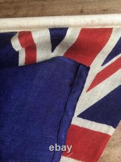 Vintage 1953 New Zealand Ensign Flag & Pole QEII Coronation Waving Flag 34 x 17