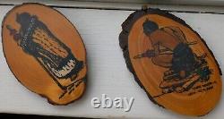 Vintage 1970s New Zealand Maori Chief, Maori Warrior Carved Art Wall Plaques