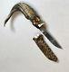 Vintage 1980' New Zealand Hunting Fighting Dagger Knife WithScabbard Horn Handle