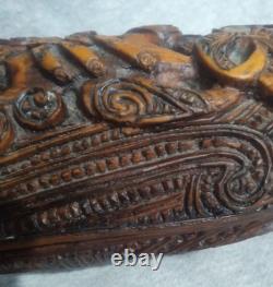 Vintage Allan Davey Maori Resin Carved Feather Box New Zealand 14