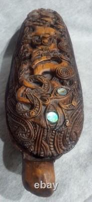 Vintage Allan Davey Maori Resin Carved Feather Box New Zealand 14