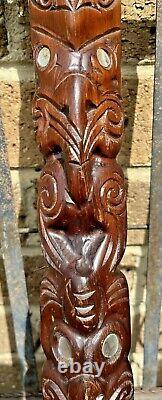 Vintage Antique New Zealand Wooden Tiki Totem