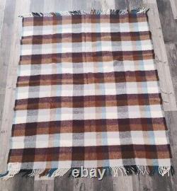 Vintage Haeremai Pure New Zealand Wool Travel Rug Plaid 61 X 51 Rare