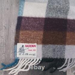 Vintage Haeremai Pure New Zealand Wool Travel Rug Plaid 61 X 51 Rare