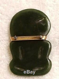 Vintage Hand Carved Maori Pounamu Nz Greenstone Nephrite Jade Hei Tiki