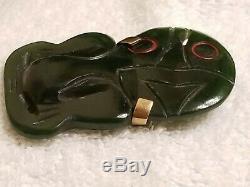 Vintage Hand Carved Maori Pounamu Nz Greenstone Nephrite Jade Hei Tiki