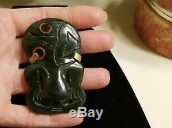 Vintage Hand Carved Maori Pounamu Nz Greenstone Nephrite Jade Hei Tiki