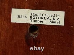 Vintage Hand Carved Maori Tiki Wooden Panel Wall Hanging Rotorua New Zealand
