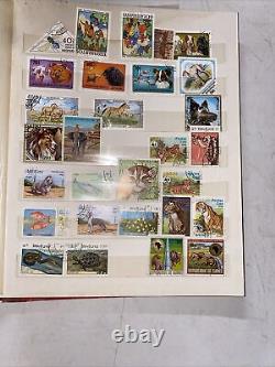 Vintage International Stamp Collection And Binder About 550 All Different