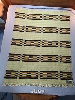 Vintage Manatunga New Zealand Wool Geometric Aztec Western Blanket MCM 59 x 56