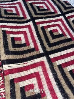 Vintage Manatunga New Zealand Wool Geometric Aztec Western Blanket MCM 74x60