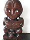 Vintage Maori Carved Wood Tiki Totem Abalone Shell Eyes New Zealand 1960ties