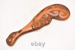Vintage Maori Dance Paddle War Club Hand Carved Wooden New Zealand Tribal Art=