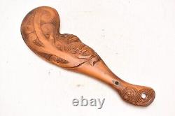 Vintage Maori Dance Paddle War Club Hand Carved Wooden New Zealand Tribal Art=