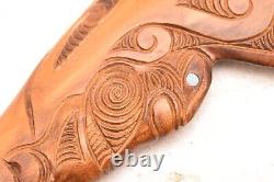 Vintage Maori Dance Paddle War Club Hand Carved Wooden New Zealand Tribal Art=