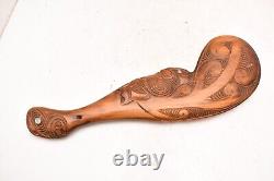 Vintage Maori Dance Paddle War Club Hand Carved Wooden New Zealand Tribal Art=