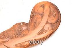 Vintage Maori Dance Paddle War Club Hand Carved Wooden New Zealand Tribal Art=