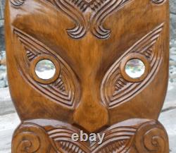 Vintage Maori Face Mask Carving Tribal Wall Art New Zealand Large 15X8