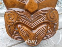 Vintage Maori Face Mask Carving Tribal Wall Art New Zealand Large 15X8