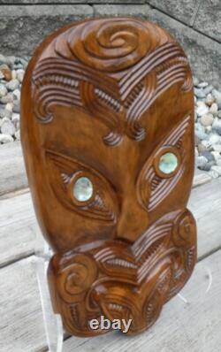 Vintage Maori Face Mask Carving Tribal Wall Art New Zealand Large 15X8