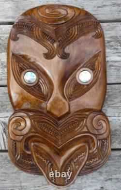 Vintage Maori Face Mask Carving Tribal Wall Art New Zealand Large 15X8
