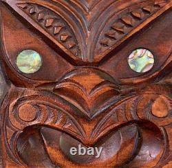 Vintage Maori New Zealand Carved Hinged Box Paua Eyes