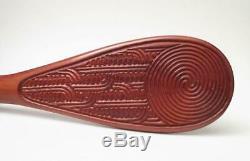 Vintage Maori Patu Handcarved Wooden War Club New Zealand Tribal Spiral Design