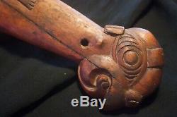 Vintage Maori Patu Wahaika Kotiate War Club Wood Tiki God New Zealand