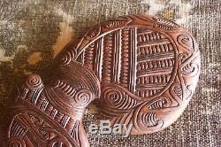 Vintage Maori Patu Wahaika War Club Rich Carved Wood Tiki God New Zealand