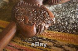 Vintage Maori Patu Wahaika War Club Rich Carved Wood Tiki God New Zealand