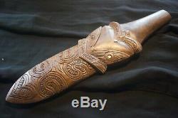 Vintage Maori Taiaha Spearhead Double Side Carving New Zealand