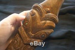 Vintage Maori Taiaha Spearhead Double Side Carving New Zealand