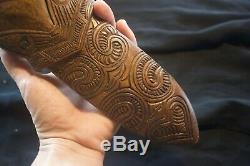 Vintage Maori Taiaha Spearhead Double Side Carving New Zealand