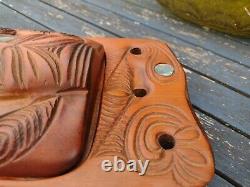 Vintage Maori Tiki Hand Carved Wooden Treasure Box New Zealand 1.3 kg Paua Shell