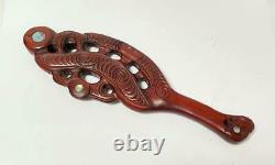 Vintage Maori Tiki Handcarved Wooden Maripi Patu War Club By Mulcahy New Zealand