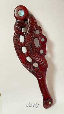 Vintage Maori Tiki Handcarved Wooden Maripi Patu War Club By Mulcahy New Zealand