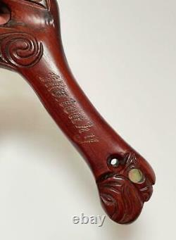 Vintage Maori Tiki Handcarved Wooden Maripi Patu War Club By Mulcahy New Zealand