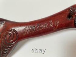 Vintage Maori Tiki Handcarved Wooden Maripi Patu War Club By Mulcahy New Zealand