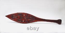 Vintage Maori Tiki Hoe Dance Paddle Hand Carved Wooden New Zealand Tribal Art