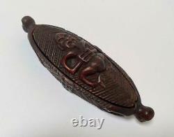 Vintage Maori Tiki Resin Feather Box By Parua Studios New Zealand With Label