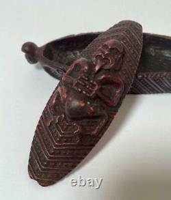 Vintage Maori Tiki Resin Feather Box By Parua Studios New Zealand With Label