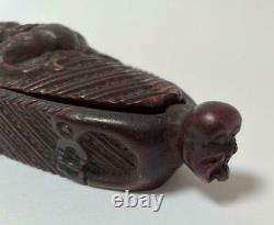 Vintage Maori Tiki Resin Feather Box By Parua Studios New Zealand With Label