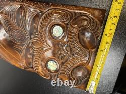 Vintage Maori Tiki Totem Figure Hand Carved Wood Wall Hanging New Zealand Tribal