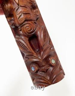 Vintage Maori Tiki Totem Figure Hand Carved Wood Wall Hanging New Zealand Tribal